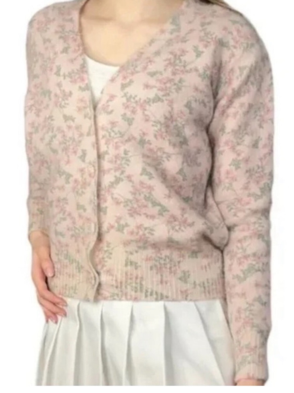 Bartolini NWT Button Cardigan Cottagecore Sweater - Pink Floral, Size L